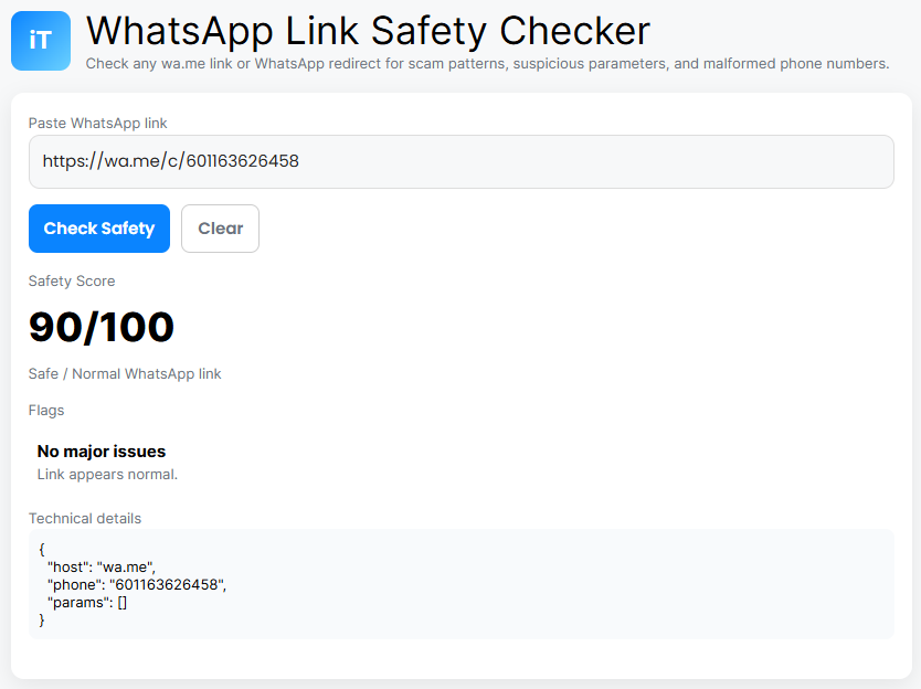 WhatsApp Link Safety Checker
